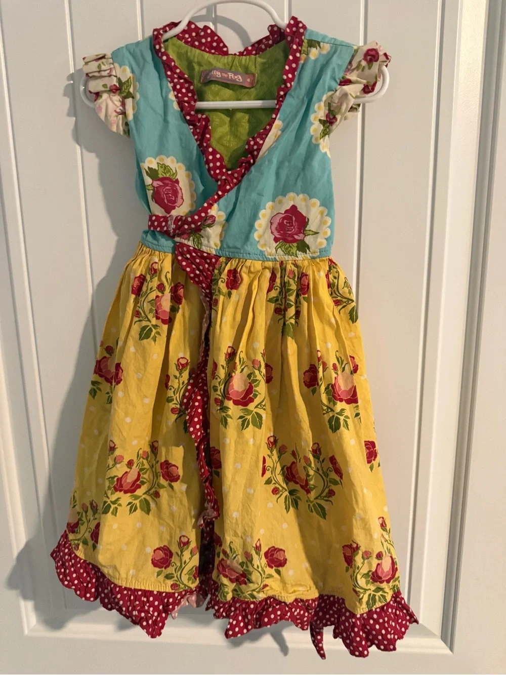 Jelly the Pug Girls’ Floral Ruffle Dress – Size 4